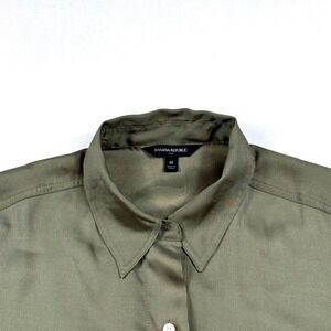 Banana‎ Republic Olive Green Long Sleeve Button Up Utility Shirt Women Size M